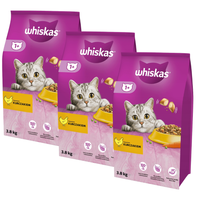 WHISKAS SUCHA KARMA DLA KOTÓW DOROSŁYCH KURCZAK 3,8 KG x 3 sztuki