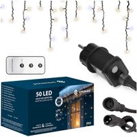 Kurtyna świetlna PRO 50 Led lampki zewnętrzne 2,5 m zimny biały + zimny biały flash zestaw