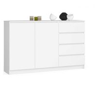 Komoda do sypialni, 4 szuflady, PLENO, 160x40x99 cm, biel, mat | TYLETEGOTU
