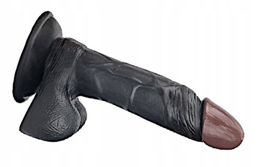 REALISTYCZNE GRUBE DILDO CZARNY PENIS Z PRZYSSAWKĄ na Arena.pl