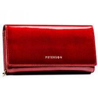 PETERSON portfel damski skórzany elegancki lakierowany P214 czerwony