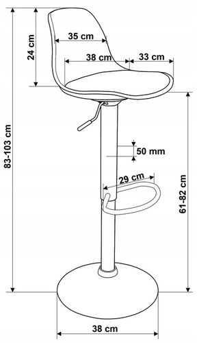 Hoker Barowy Obrotowy Stołek Krzesło Regulowane Tapicerowane Ekoskóra na Arena.pl
