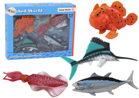 Zestaw Figurek Zwierzęta Morskie Ocean Ryby Kałamarnica 4 Sztuki