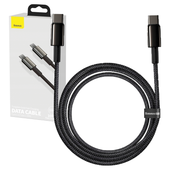 kabel usb-c do usb-c baseus tungsten gold, 100w,  2m (czarny)
