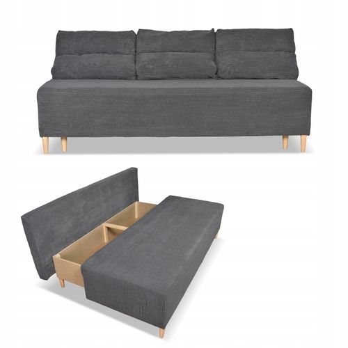 Kanapa sofa KIMO funkcja spania pojemnik Anafi c szara sztruks na Arena.pl