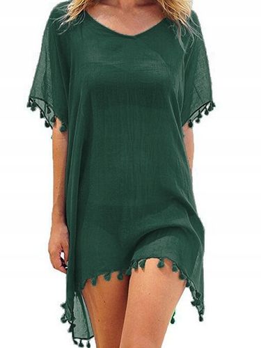 LETNIA TUNIKA PLAŻOWA KRÓTKA NARZUTKA SUKIENKA DAMSKA PAREO SZYFON KOLORY na Arena.pl