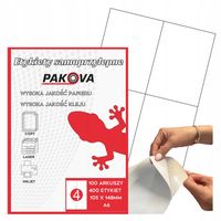ETYKIETY SAMOPRZYLEPNE A4 105x148mm Naklejki Białe 100ark