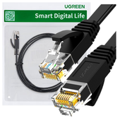 kabel ugreen nw102 50177 płaski sieciowy lan ethernet cat. 6 8m - czarny
