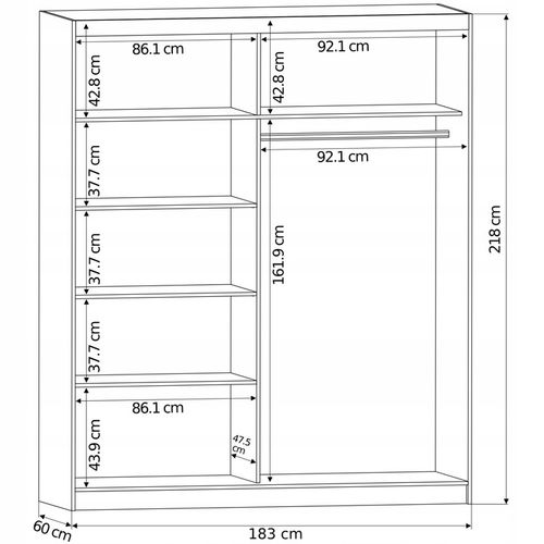Szafa przesuwna Luna I 183 cm z lustrem na Arena.pl