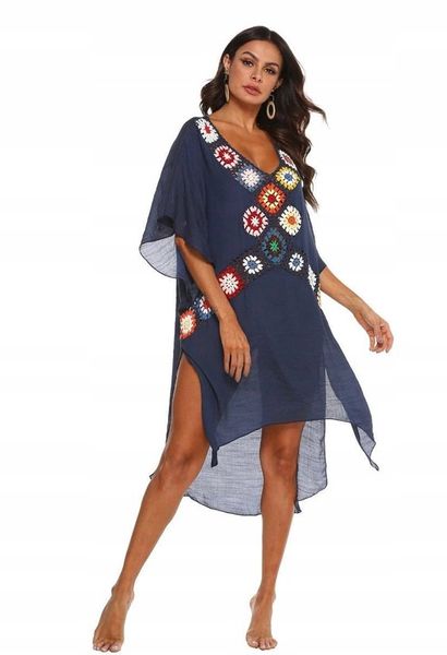 PAREO TUNIKA BOHO LETNIA SUKIENKA NARZUTKA PLAŻOWA na plażę ZWIEWNA zdjęcie 12
