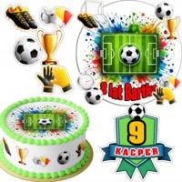 ZESTAW OPŁATEK NA TORT 20CM + 16 POSTACI- PIŁKA NOŻNA SPORT +IMIĘ 15CM 18CM