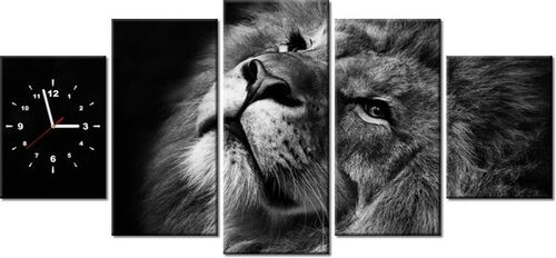 70CM 150CM ZEGAR 5 ELEM SREBRNY LEW DRUK OBRAZ na Arena.pl