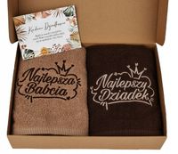 Ręczniki zestaw dla babci i dziadka Haft Najlepsza Babcia Najlepszy Dziadek