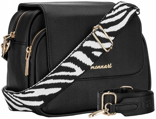 Torebka Damska Listonoszka MONNARI KUFEREK Czarna 2 PASKI PRZEGRODY na Arena.pl