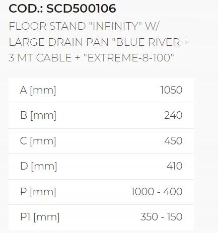 Podstawa stojak pompy ciepła z tacą i kablem Infinity Extreme 1050x400 na Arena.pl