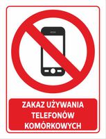 Naklejka ZAKAZ UŻYWANIA TELEFONÓW 20x15 cm