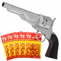 PISTOLET NA SPŁONKĘ REWOLWER REKWIZYT METAL 5x72szt KAPISZONY GRATIS