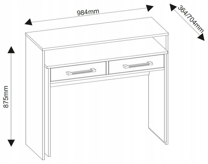 Biurko ZOOM wysuwane 98,5 cm czarny mat/połysk zdjęcie 4