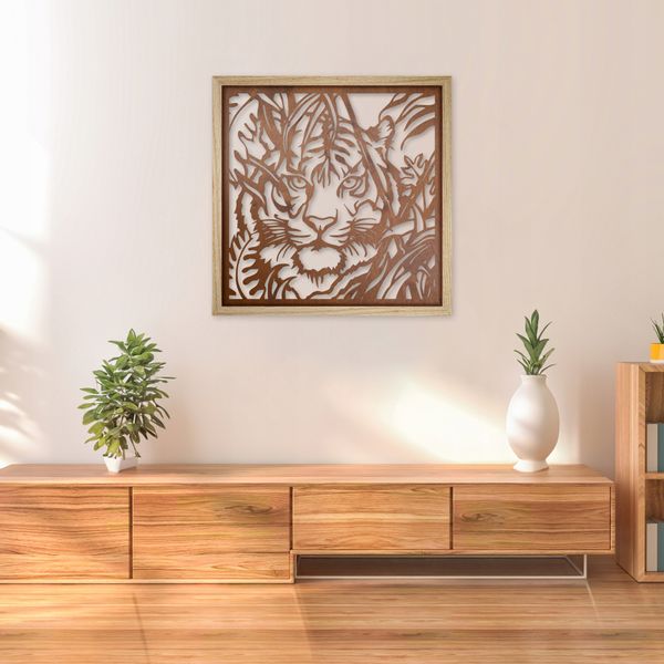 OBRAZ AŻUROWY 50x50 CM RAMA DĘBOWA zdjęcie 1