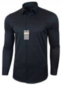 Koszula męska gładka LAVIER czarna – elegancka, Slim Fit, bawełniana
