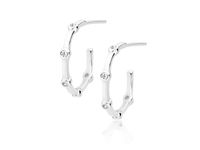 Delikatne rodowane srebrne kolczyki otwarte kółka księżyce białe cyrkonie srebro 925 Z1741E