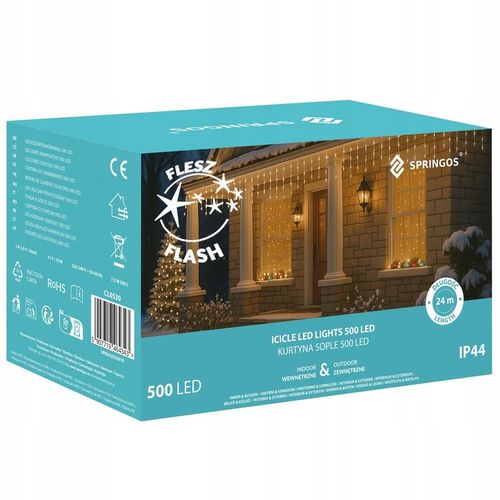 SOPLE 500 LED LAMPKI ZEWNĘTRZNE KURTYNA ŚWIETLNA IP44 BIAŁE FLASH TIMER na Arena.pl