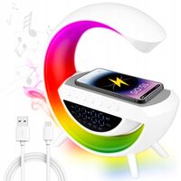 2 x LAMPKA BIURKOWA LED RGB GŁOŚNIK RADIO gamingowa ŁADOWARKA INDUKCYJNA BU