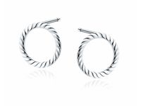 Delikatne rodowane srebrne gładkie kolczyki celebrytka plecione kółka kółeczka ring srebro 925 Z1836ER