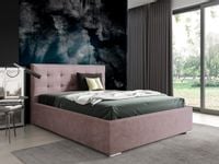 Nowoczesne tapicerowane łóżko z wysokim zagłowiem do sypialni PLAY różowe 160x200
