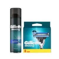 Gillette Mach3 Ostrza wymienne do maszynki 8 szt + żel do golenia 200 ml