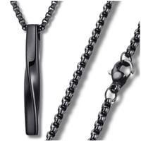 Męski naszyjnik ze stali chirurgicznej czarny z zawieszką spirala