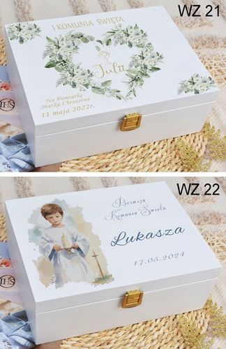 PUDEŁKO białe KOMUNIA prezent NADRUK pamiątka IMIĘ na Arena.pl