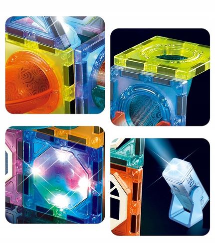 KLOCKI MAGNETYCZNE KONSTRUKCYJNE ŚWIECĄCY KULODROM TOR EDUKACYJNE PANELE 75 na Arena.pl