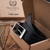 pasek damski skórzany czarny 90 cm ze srebrną klamrą paolo peruzzi