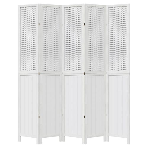 Parawan pokojowy, 5-panelowy, biały, lite drewno paulowni na Arena.pl