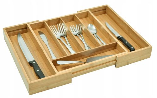 WKŁAD DO SZUFLADY NA SZTUĆCE BAMBUSOWY DREWNIANY ORGANIZER ROZSUWANY na Arena.pl