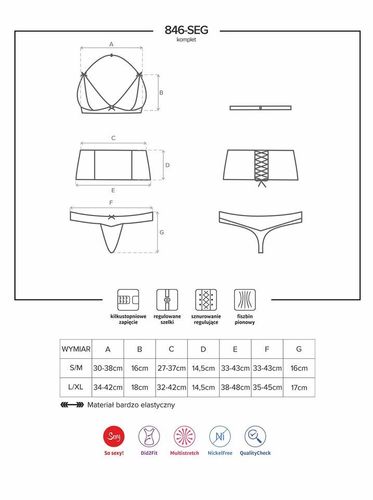 Trzyczęściowy Komplet - Obsessive 846-SEG-1 L/XL na Arena.pl