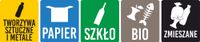 NAKLEJKI SEGREGACJA ŚMIECI NA ŚMIETNIK KOSZ WODOODPORNA 9x10 cm ZESTAW
