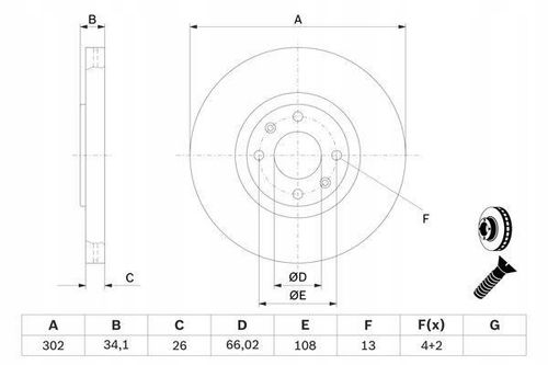 TARCZA HAM PRZOD 302X26 V BOSCH na Arena.pl