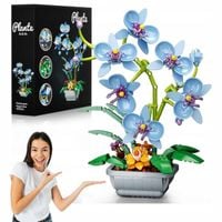 Storczyk blue klocki 581el w doniczce 3D kwiaty dekoracja prezent układanka