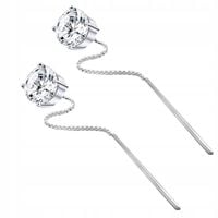 PIĘKNE KOLCZYKI PRZECIĄGANE SREBRNE 925 CYRKONIA