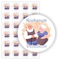 NAKLEJKI etykiety DZIEŃ BABCI I DZIADKA upominek kwiaty 24szt. 5cm