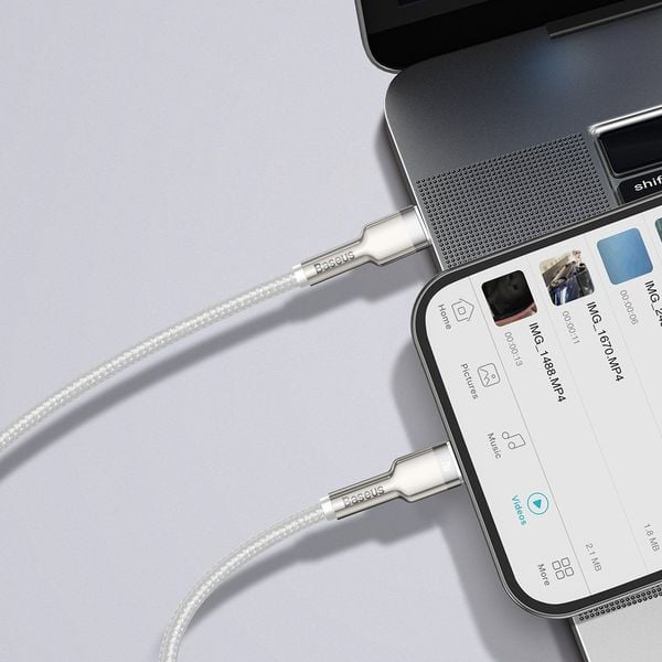 kabel usb-c do lightning baseus cafule, pd, 20w, 2m (biały) zdjęcie 9