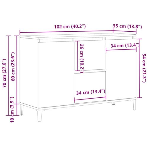 Bufet Czarny 104 x 35 x 70 cm Materiał drewnopochodny na Arena.pl