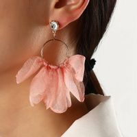 Kolczyki różowe złote koła z płatkami lekkie KOKONET 3-0358