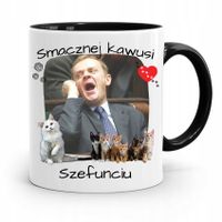 Kubek Czarny Donald Tusk Po Platforma Prezent Z Nadrukiem Ze Zdjęciem