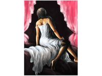 50X70CM PIĘKNA DZIEWCZYNA CZERWIENI OBRAZ PION ŚCIAN