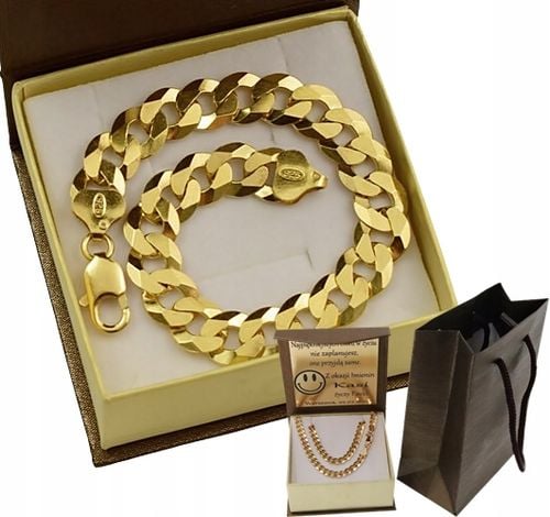 ZŁOTA PEŁNA BRANSOLETKA MĘSKA PANCERKA PR. 585 925 SOLIDNA + GRAWER GRATIS na Arena.pl