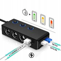 GNIAZDA ZAPALNICZKI SAMOCHODOW ŁADOWARKA NIEZALEŻNY PRZEŁĄCZNIK 12-24V