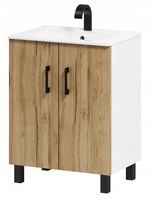 Szafka łazienkowa pod umywalkę Viki 60 biały/dąb craft złoty (W3)